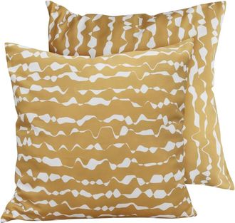 Oviala Juego de 2 cojines cuadrados de poli&eacute;ster, 45x45x8 cm, crudo y ocre