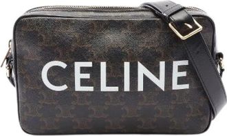 Celine Pre-owned Triomphe PVC Coated Canvas Leather Shoulder Bag - Heren - Vintage Schoudertas - Zwart - ONE Size - Leer - Vintage