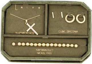 Leith Pave Crystal Pendant Necklace, Earrings & Bracelet Set in Clear- Gold at Nordstrom Rack