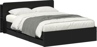 vidaXL Estructura De Cama Con Almacenamiento Y Cabecero Negro Vidaxl