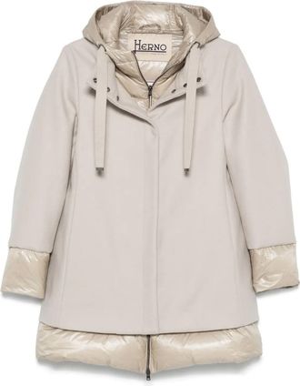Herno Cappotto Svasato In Lana Con Imbottitura-Donna
