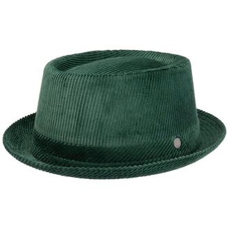 Lierys Classic Corduroy Pork Pie Hat by Men - Made in Italy Porkpie Cloth with Lining Autumn-Winter Winter - L (58-59 cm) Green