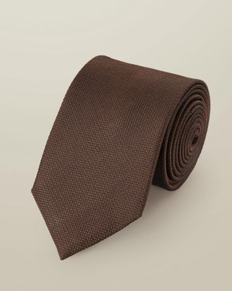 CHARLES TYRWHITT Silk Textured Tie - Chocolate Brown Size OSFA by Charles Tyrwhitt