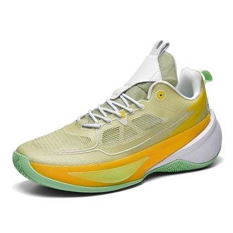 Generic Mens Basketball Shoes are Lightweight Breathable Shock-Absorbing Wear-Resistant Outdoor Sports Training Boots Walking Shoes(White Yellow,4.5 UK)