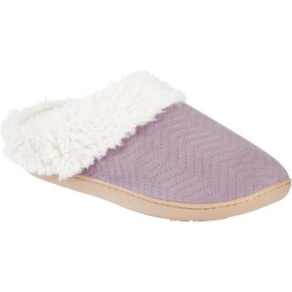 Isotoner Louise Chevron Quilted Faux Shearling Lined Slipper in Delphinium at Nordstrom Rack, Size Medium