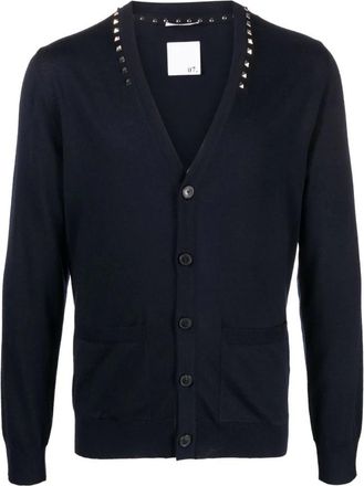 Valentino Garavani Rockstud Untitled Cardigan - Heren - Vesten - Blauw - M - Truien & Vesten