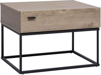 Beliani Beliani - Modern Bedside Table Nightstand Light Wood Black Metal Base Storage Drawer Cairo