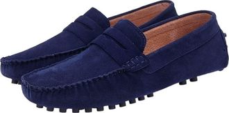 Generic Mens Loafers for Men Driving Penny Loafers Simple Solid Colors Suede Vamp Resistant Anti-Slip Comfortable Lightweight Casual Walking Slip On(Blue,6 UK