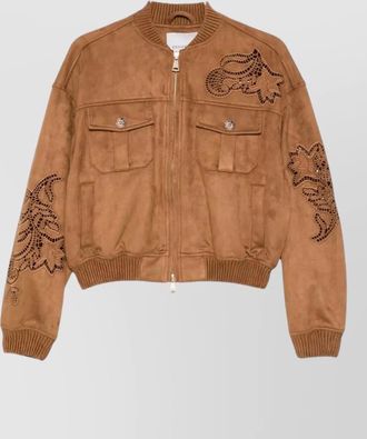 Ermanno Scervino short jacket front pockets ribbed cuffs hem