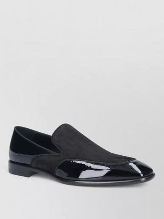 Christian Louboutin loafers round toe patent finish suede panel