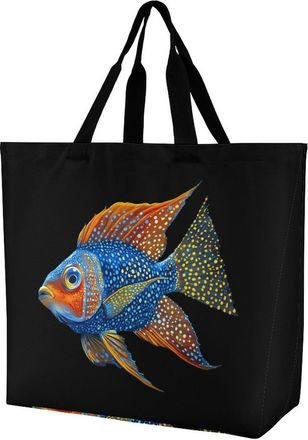Generic Reef Fish Reusable Shopping Bags Large Capacity Grocery Bag Heavy Duty Tote for Women 40x40x16cm