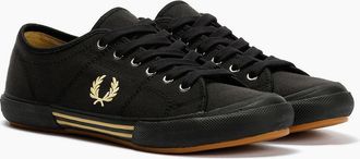 Fred Perry Mens Fred Perry B708 Vintage Tennis Canvas Mens Black/Champagne Trainers - Size: 10