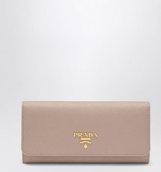 Prada Saffiano wallet in powder pink and gold