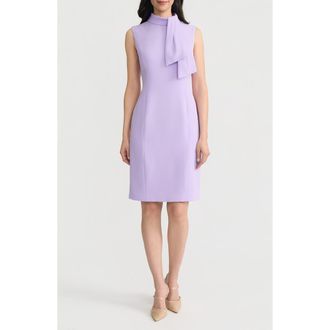 Kasper Spring Tie Neck Sleeveless Sheath Dress in Lavender Mist at Nordstrom, Size 12P