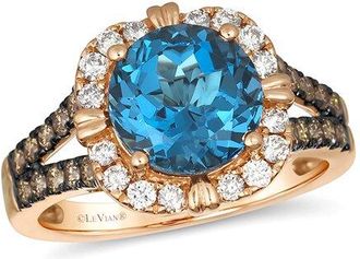 Le Vian 14K Rose Gold 3.64 Ct. Tw. Diamond & London Blue Topaz Cocktail Ring