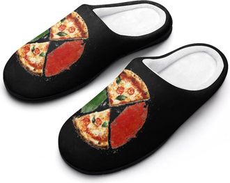 Generic Pizza with Italy Flag Funny Mens Cotton Slippers Soft Non-Slip Rubber Sole House Slipper Indoor Outdoor