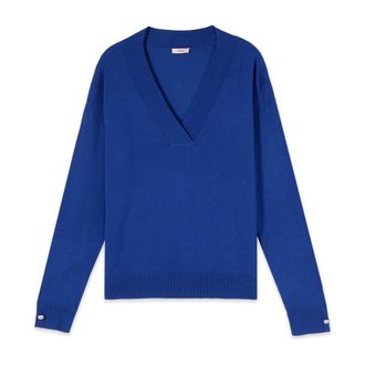 Oltre V-hals Trui - Dames - Truien - Blauw - Maat: M Nylon