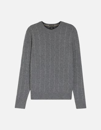 HUGO BOSS Mens H Hetico Cable Sweater Grey - Size: 44