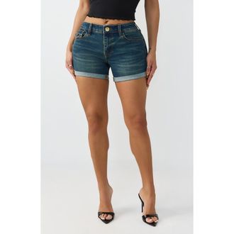 True Religion Jayde Cuffed Jean Shorts in Dark Thunderbolt at Nordstrom Rack, Size 24
