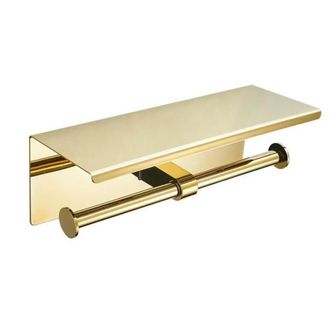OEM Portarrollos Doble De Papel Higi&eacute;nico Con Estante, Acero Inoxidable, Montaje En Pared Para Ba&ntilde;o, Color Dorado