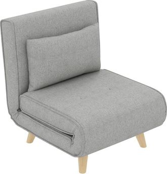 HOMCOM Homcom - Sof&aacute; Cama Individual Sill&oacute;n Cama Plegable Tapizado En Lino Sint&eacute;tico Con Respaldo Ajustable En 6 Posiciones Y Almohada 72x78x79 Cm Gris