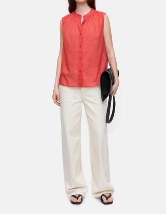 Closed Cotton Voile Blouse In Arabiata