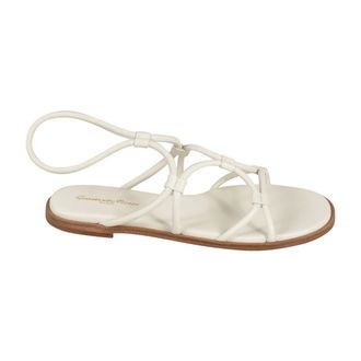 Gianvito Rossi Flat Sandals, female, White, Size: 8 1/2 US Leather Flat Sandals