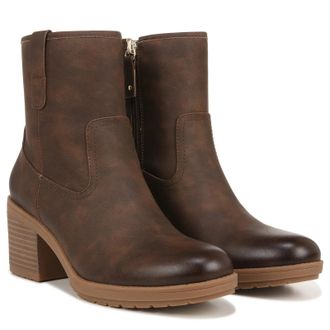 Dr. Scholls Pearl Boots Womens Brown Faux Leather Ankle Bootie LION1076