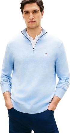 Tommy Hilfiger Lichtblauwe half zip trui Tommy Hilfiger katoen