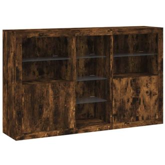 vidaXL Aparador Con Luces Led Roble Ahumado 162x37x100 Cm Vidaxl