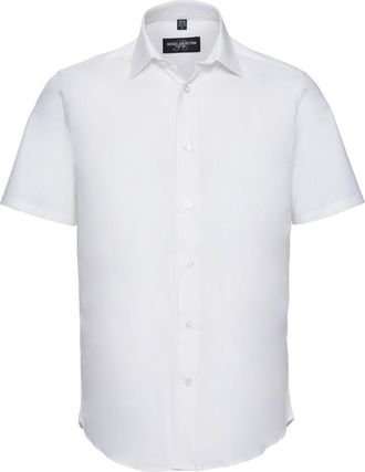 Russell Athletic Russell Collection Heren Stretch Overhemd Met Korte Mouwen (Wit)