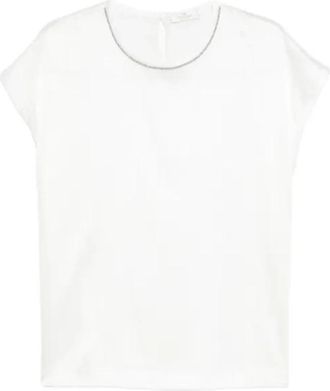 PANICALE Beaded Silk Top - Dames - Blouses - Wit - L - Overhemden