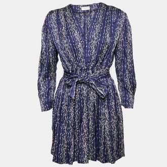 Sandro Blue Striped Satin Mini Dress