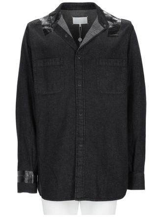 Maison Margiela Black Button-Up Shirt with Glossy Accents