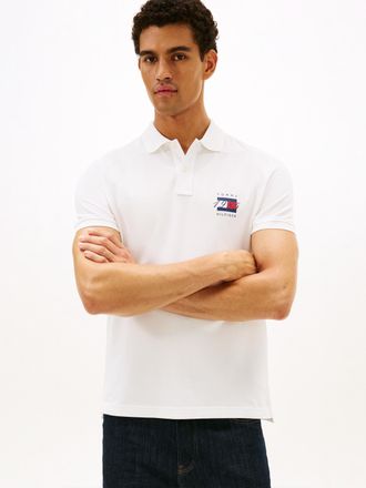 Tommy Hilfiger Poloshirt TOMMY HILFIGER FLAG GRAPHIC PIQUE, Herren, Gr. XXL, ecru, Piqu&eacute;, Obermaterial: 96% Baumwolle, 4% Elasthan, regular fit, Shirts Poloshirt, re