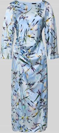 Marc Cain Midikleid aus Seiden-Mix mit Raffungen in Hellblau, Gr&ouml;&szlig;e 34