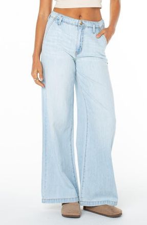 Roxy Kalani 2 Wide Leg Cotton & Linen Trouser Jeans in Misty Daze at Nordstrom, Size 27