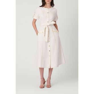 Shoshanna Studded Denim Bethany Dress in Ivory at Nordstrom, Size 10