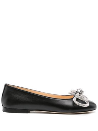 Mach & Mach Double Bow leather ballerina shoes - Black