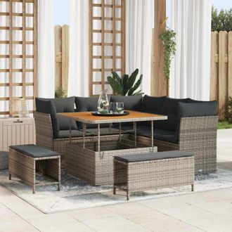 vidaXL Vidaxl - Conjunto De Sof&aacute; De Jard&iacute;n Manual 8 Pcs Gris 100 X 100 X 71 Cm