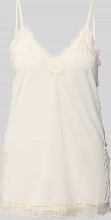 Gina Tricot Blusentop mit Spitzebesatz und Spaghettitr&auml;gern in Offwhite, Gr&ouml;&szlig;e XS