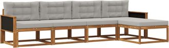 vidaXL Conjunto De Sof&aacute;s De Exterior 5 Uds. Natural Y Gris Claro Vidaxl