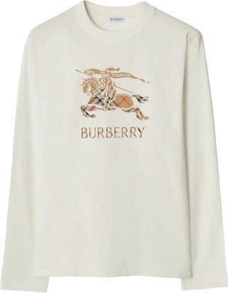 Burberry Katoenen T-shirt met Equestrian Knight-print - Beige