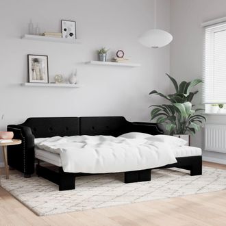 vidaXL Vidaxl - Sof&aacute; Cama Nido Con Colch&oacute;n Tela Negro 90x200 Cm