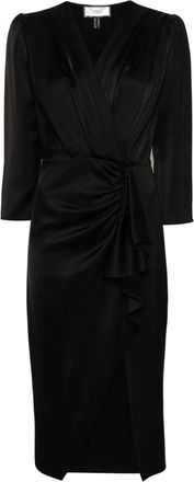 Nissa pleat ruffled midi dress - women - Polyester/Viscose - 42 - Black