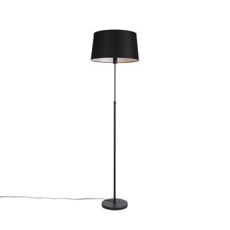 QAZQA Lampada Da Terra Parte Fl - Classico - Plastico,tessuto,acciaio - Nero - Tondo/oblungo/cilindro Max. 1 X Watt - Qazqa