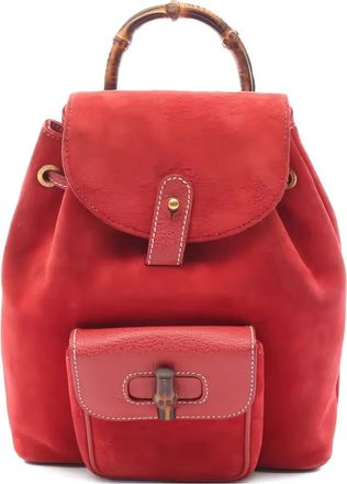 Gucci 2000s rugzak met bamboe handvat - Rood