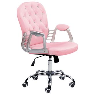 Beliani Silla De Oficina Reclinable De Piel Sint&eacute;tica Rosa Negro Plateado Giratorio Princess