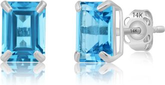 MAX + STONE 14k Yellow or White Gold Solitaire 7x5mm Gemstone Stud Earrings