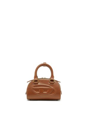 Diesel 1DR Dome-Mini bowling bag in pull-up leather - Crossbody Bags - Woman - Brown